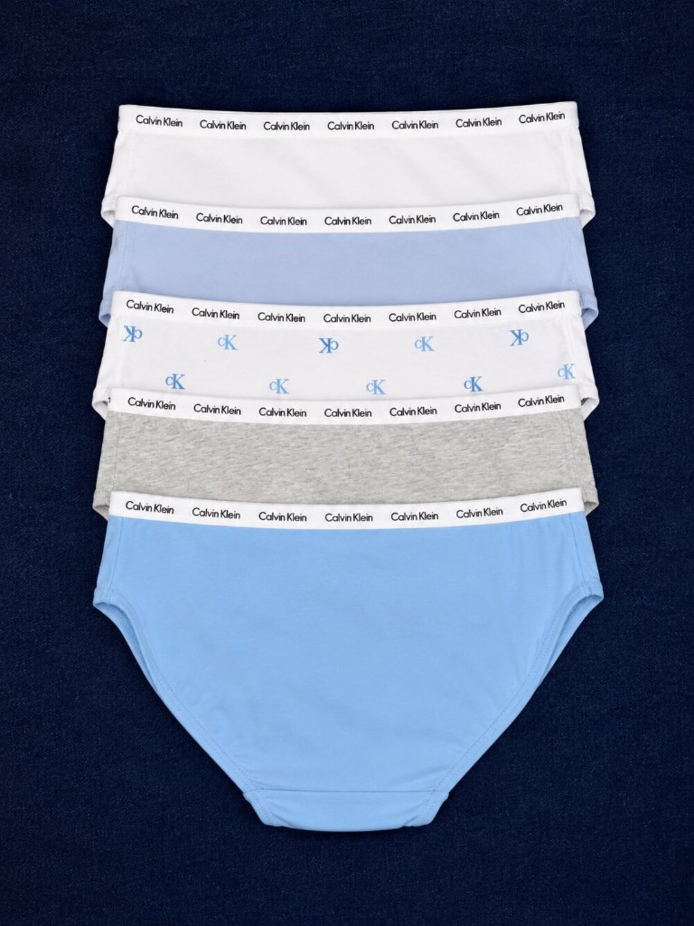 Calvin Klein Girls Underwear 5-Pack Size S (7/8) Blue White Gray Bikini Panties - Picture 3 of 5